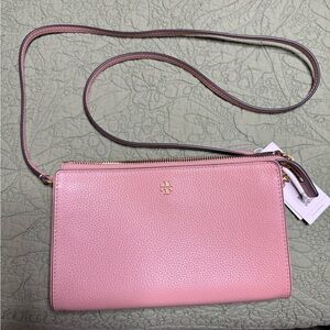 Tory Burch Pink Leather Crossbody Bag with Gold Hardware